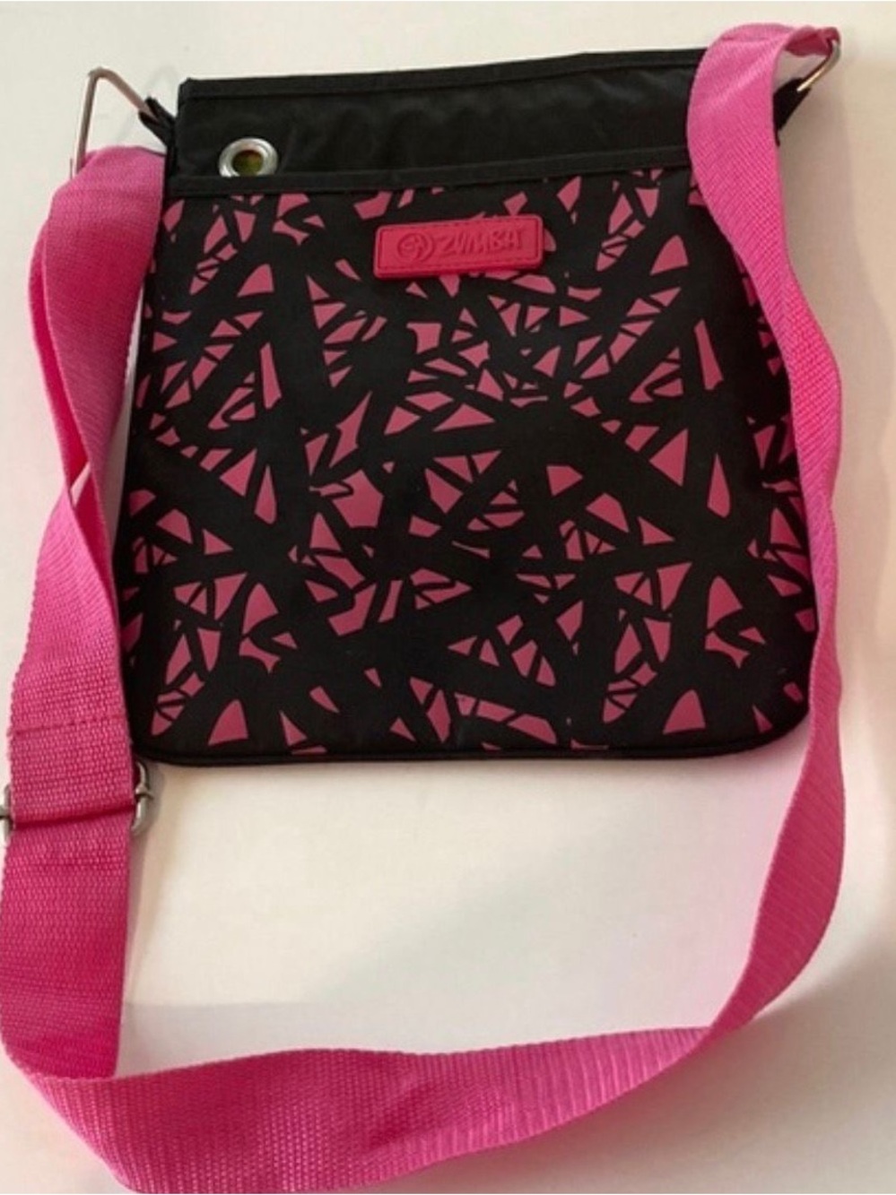 Zumba Fitness Black & Pink Crossbody Bag with Adjustable Strap